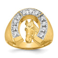 14k YG with Rh IBGoodman Men's Satin Horseshoe Diamond Complete Ring