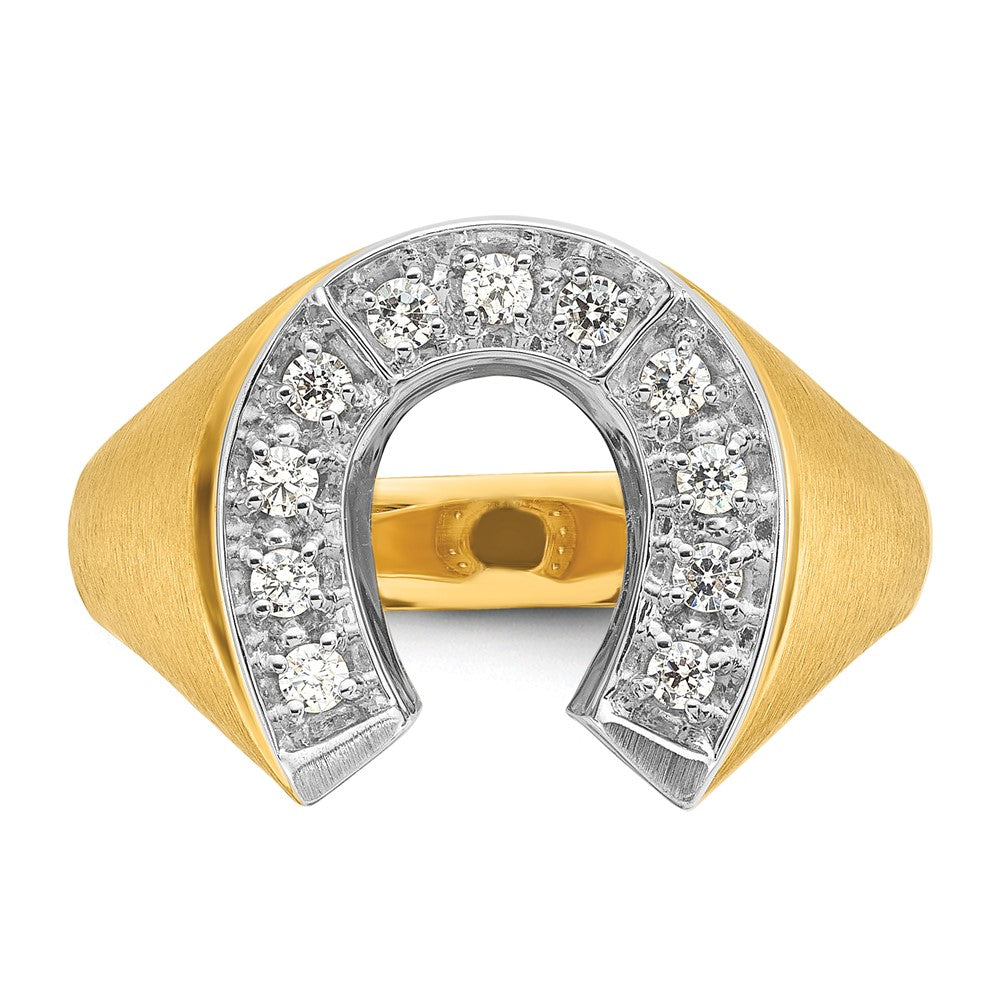 10k Two-tone IBGoodman Men's Satin Horseshoe Diamond Ring Mounting