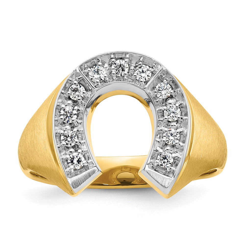 10k Two-tone IBGoodman Men's Satin Horseshoe Diamond Ring Mounting