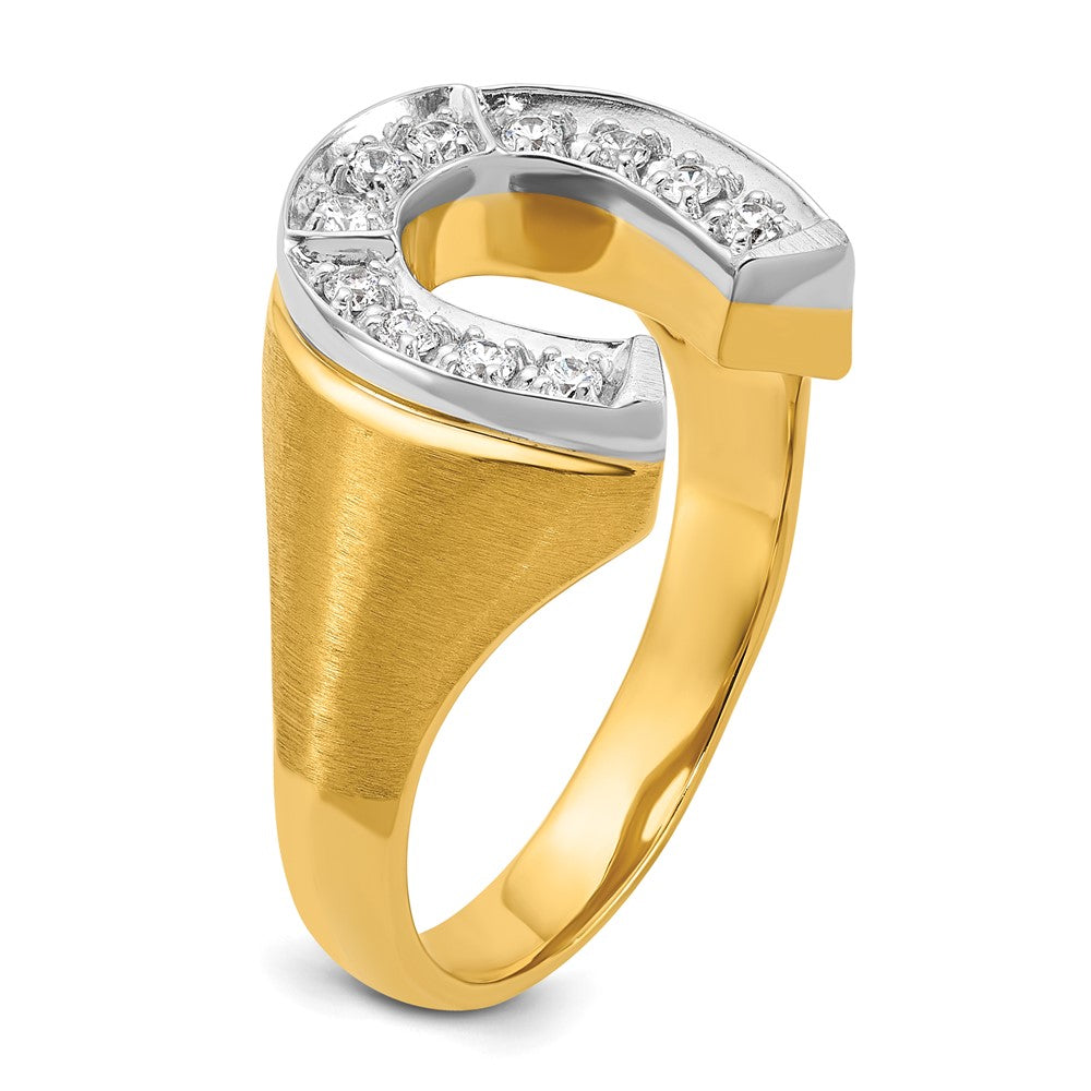 14k Two-tone IBGoodman Men's Satin Horseshoe Diamond Ring Mounting