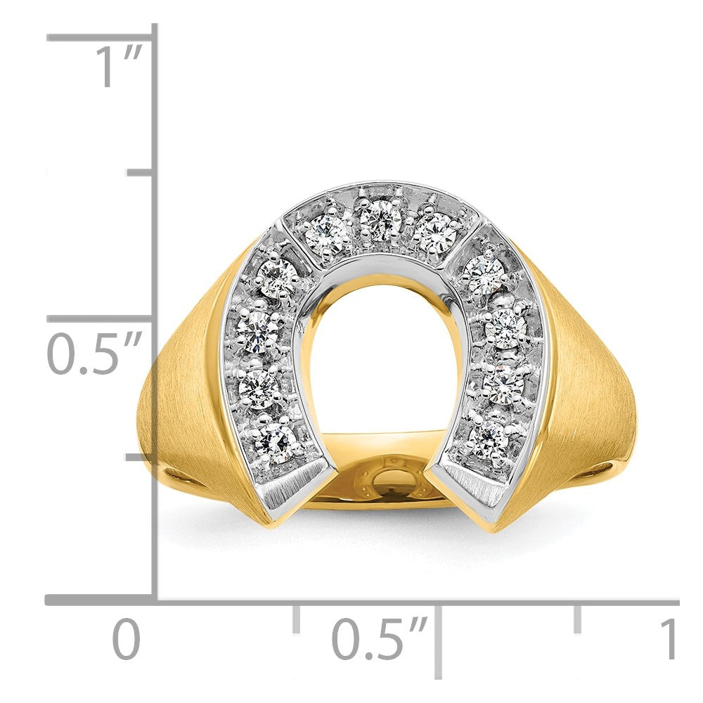 14k Two-tone IBGoodman Men's Satin Horseshoe Diamond Complete Ring