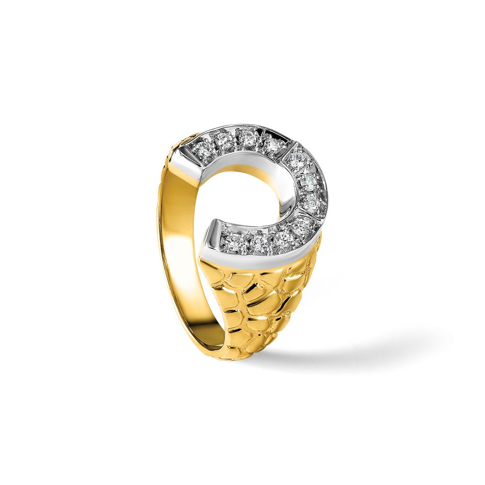14k Two-tone IBGoodman Men's Horseshoe Diamond Complete Ring
