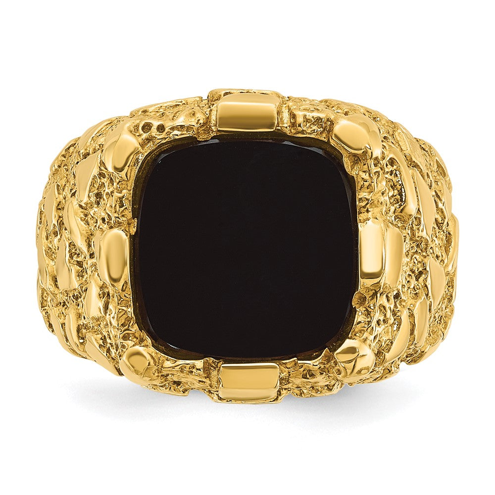 14k IBGoodman Men's Onyx Nugget Complete Ring