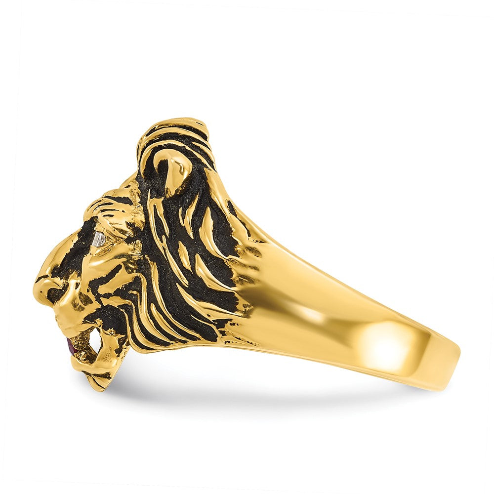10k IBGoodman Men's Diamond and Ruby Antiqued Lion Ring Mounting