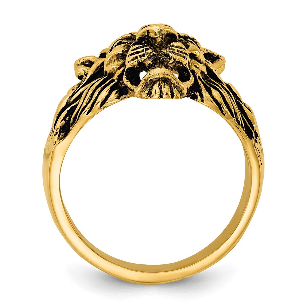 14k IBGoodman Men's Diamond and Ruby Antiqued Lion Ring Mounting