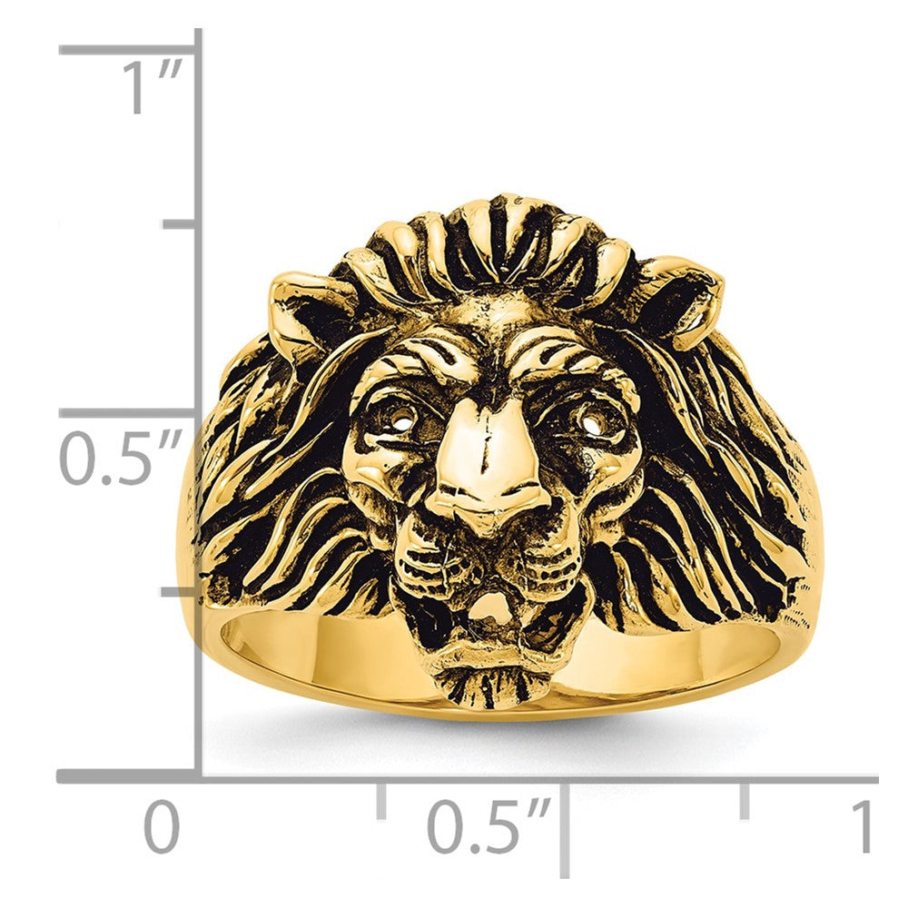 14k IBGoodman Men's Diamond and Ruby Antiqued Lion Ring Mounting
