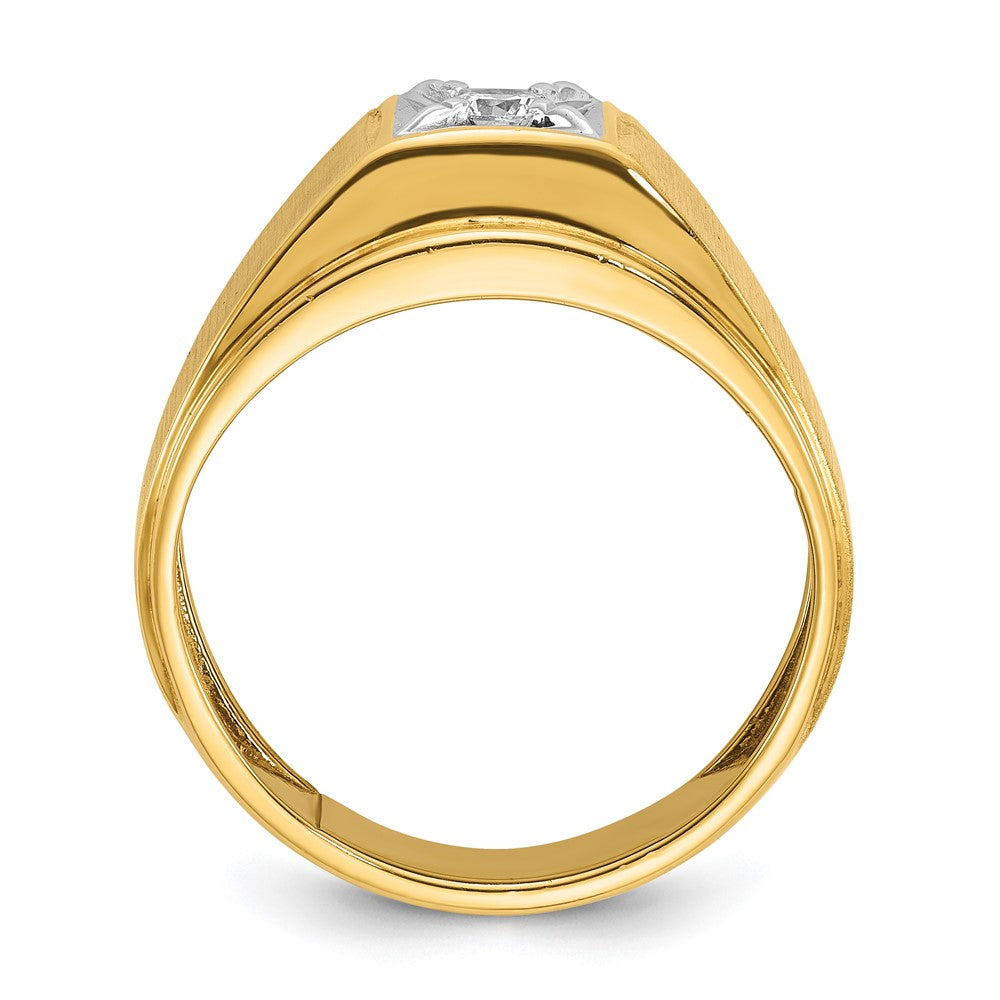 14k Two-tone IBGoodman Men's Polished and Satin Diamond Complete Ring