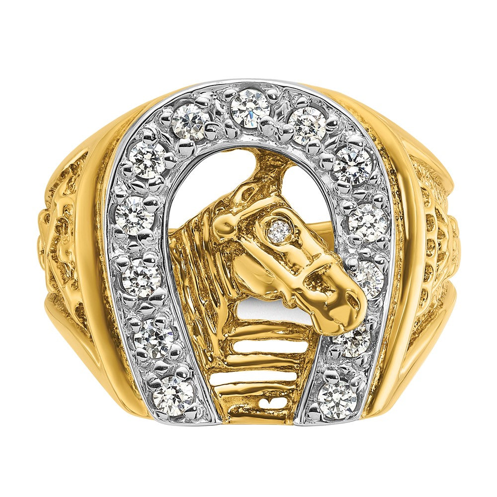 10k Two-tone IBGoodman Men's Horse and Horseshoe Diamond Ring Mounting
