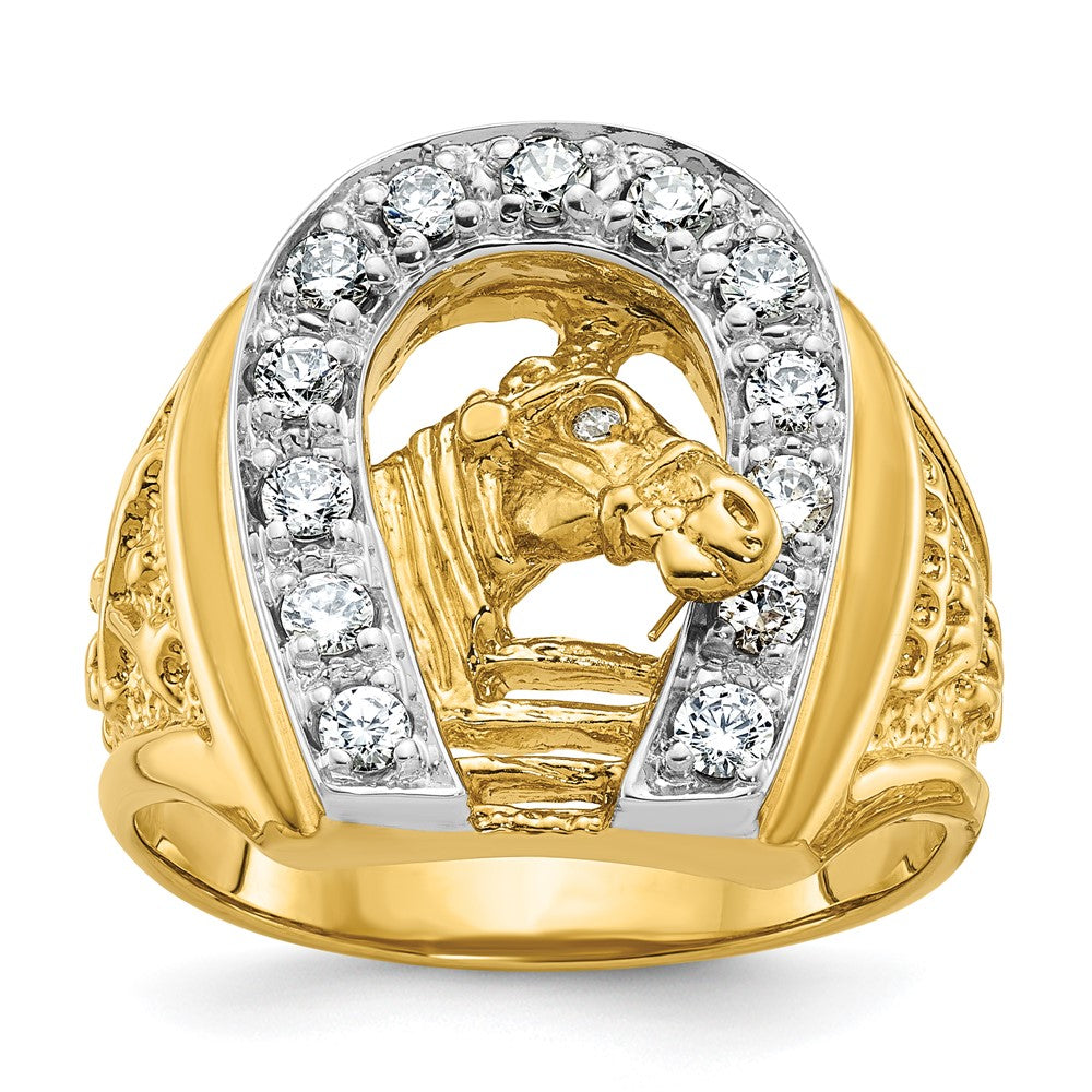 10k Two-tone IBGoodman Men's Horse and Horseshoe Diamond Ring Mounting