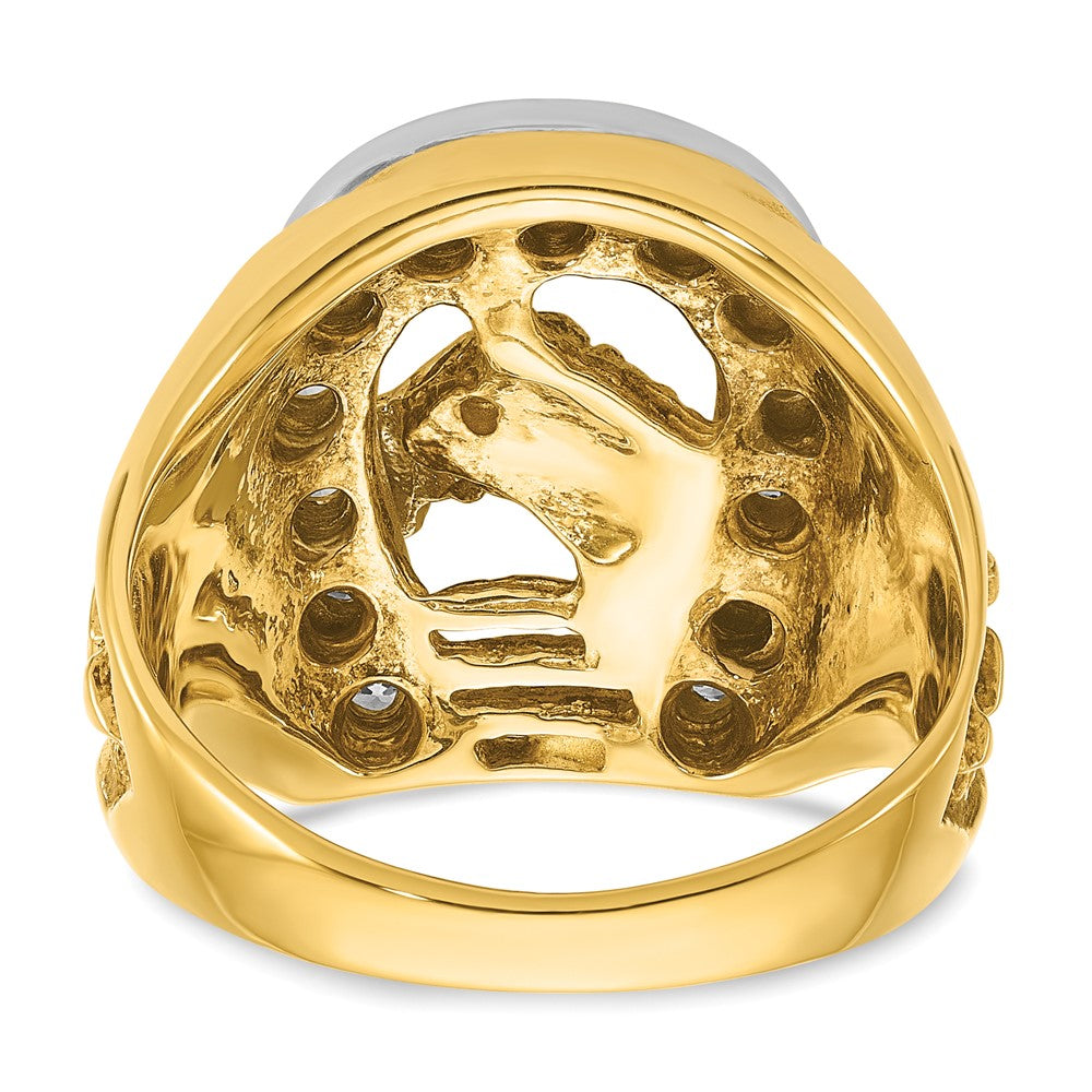 14k Two-tone IBGoodman Men's Horse and Horseshoe Diamond Complete Ring