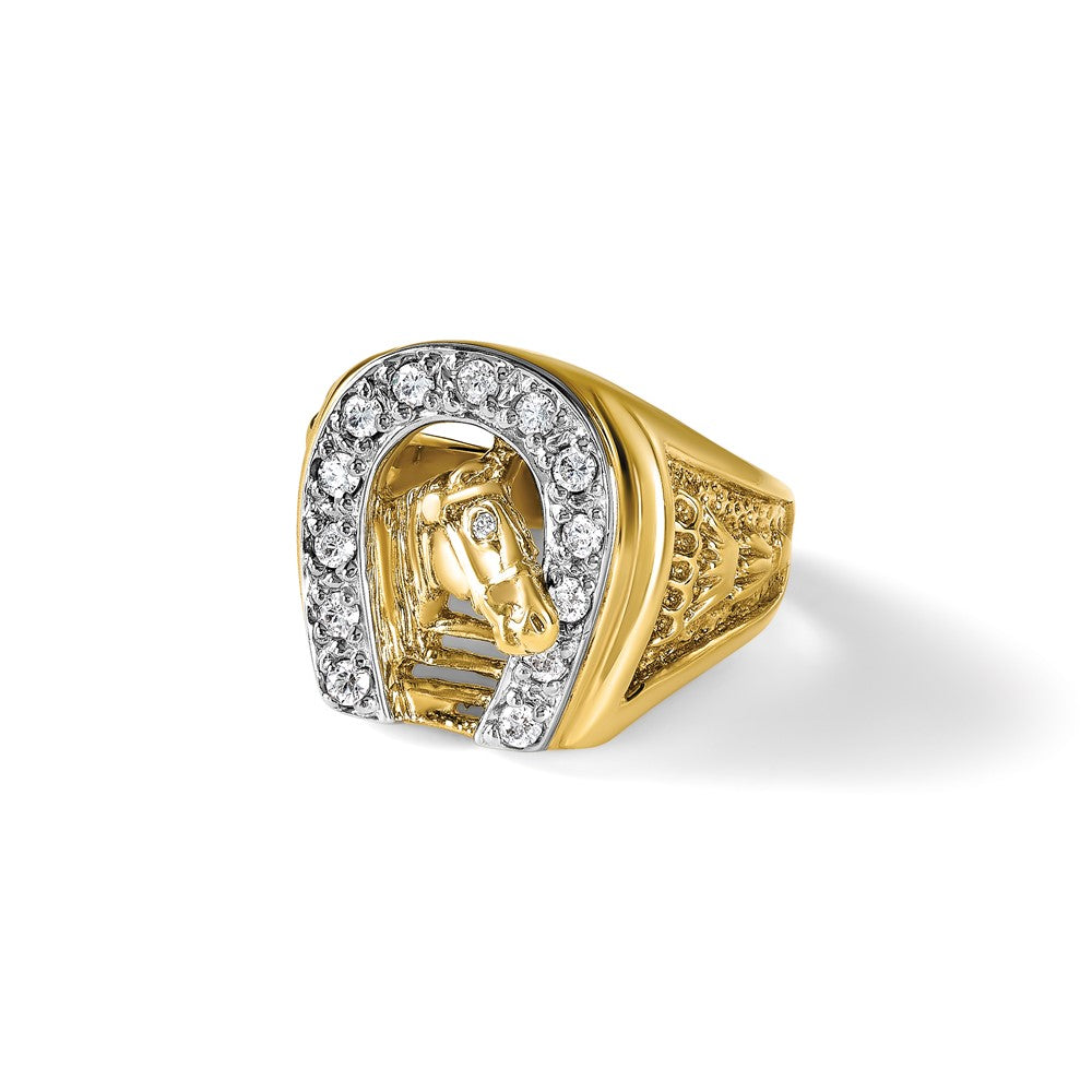 10k Two-tone IBGoodman Men's Horse and Horseshoe Diamond Ring Mounting
