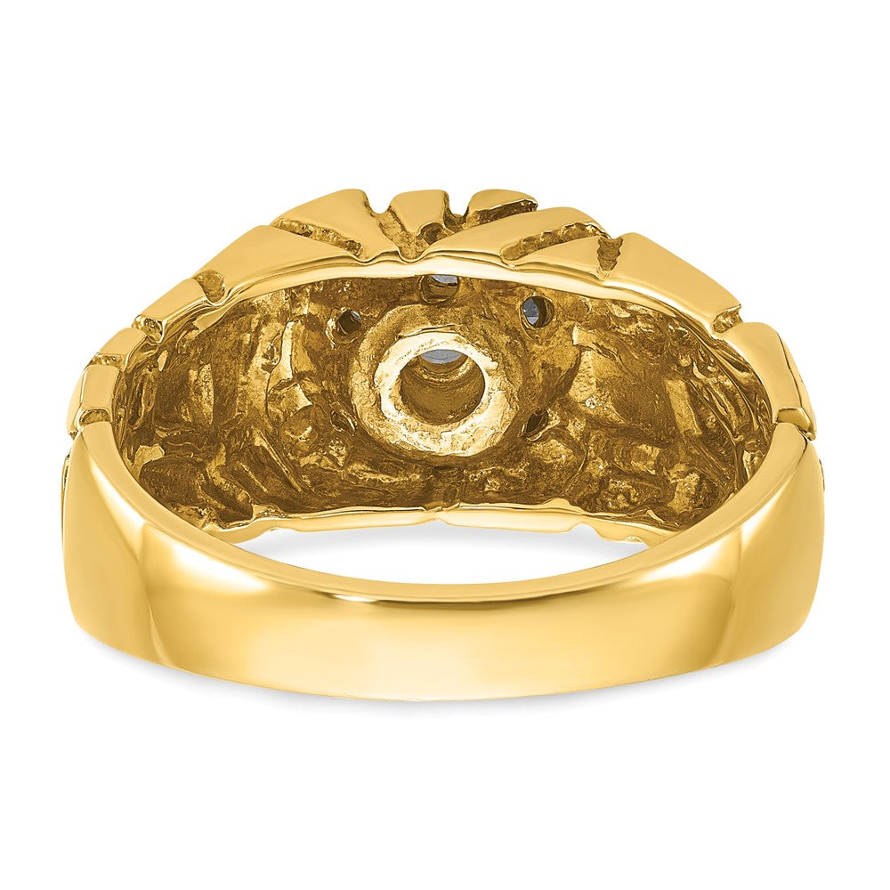 10ktt IBGoodman Men's Polish/Nugget Texture Round Dia Cluster Ring
