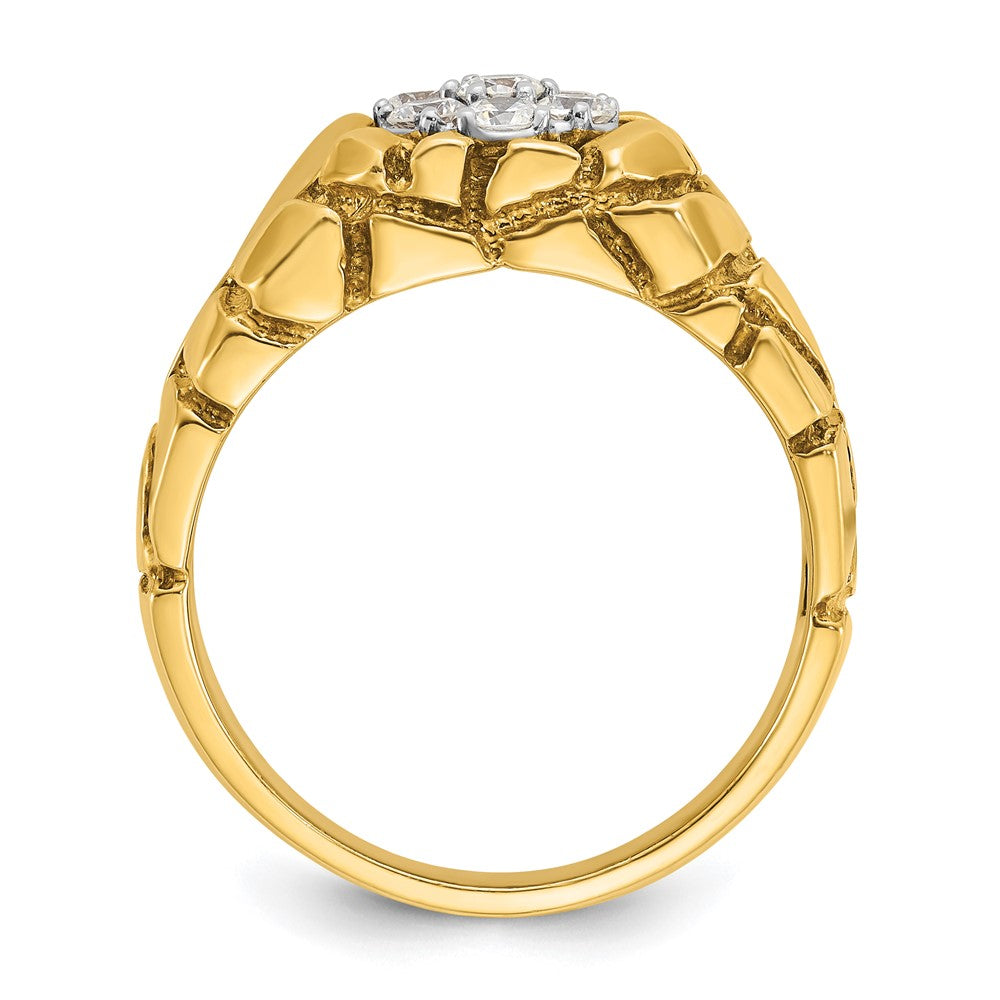 14ktt IBGoodman Men's Polish/Nugget Texture Round Cluster Ring Mtg