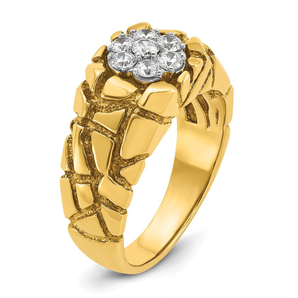 14ktt IBGoodman Men's Polish/Nugget Texture Round Cluster Ring Mtg