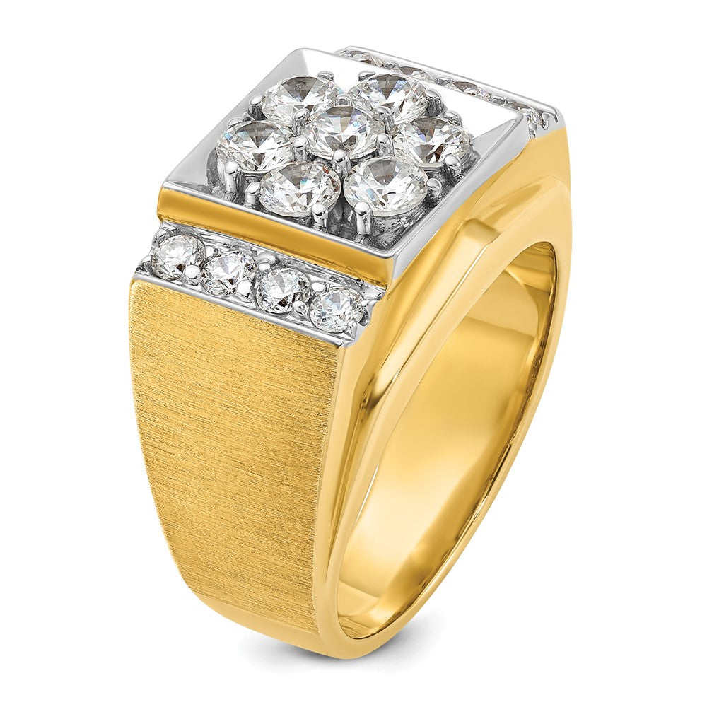14k Two-tone IBGoodman Men's Polished and Satin Diamond Cluster Ring