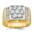 14k Two-tone IBGoodman Men's Polished and Satin Diamond Cluster Ring