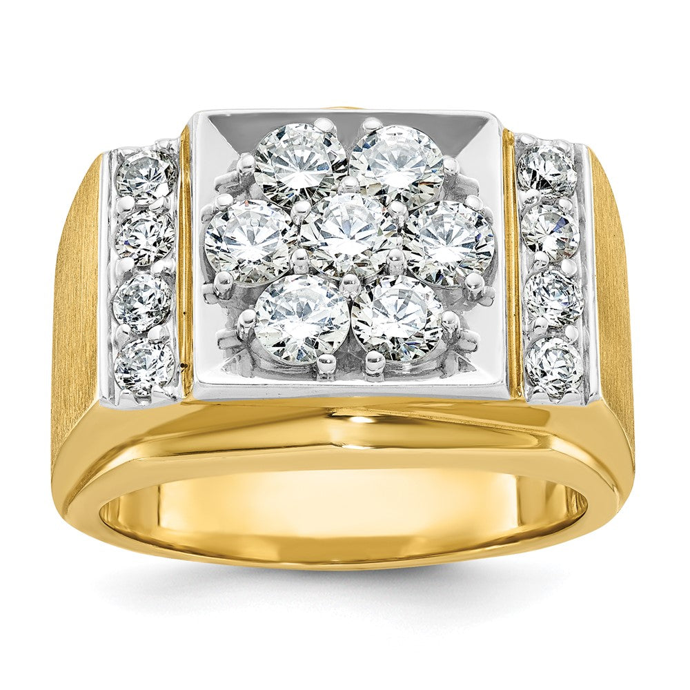 14k Two-tone IBGoodman Men's Polished and Satin Cluster Ring Mounting