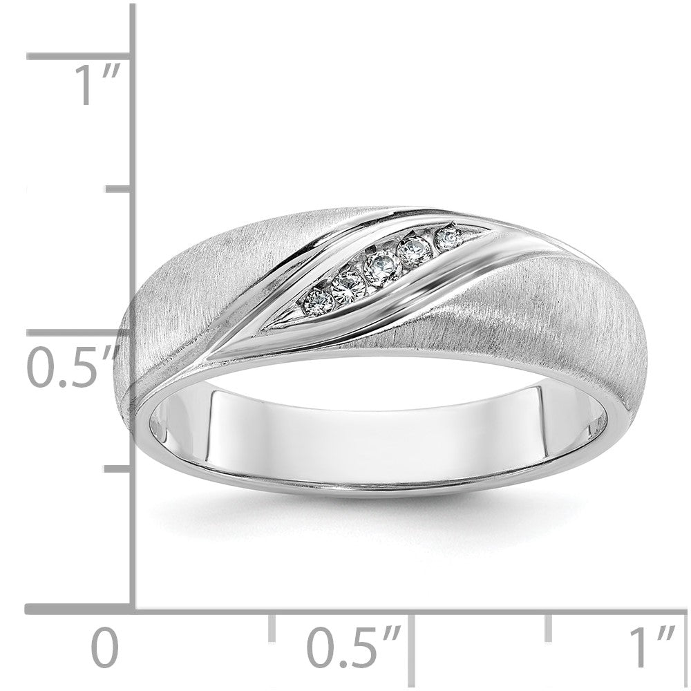 14k White Gold IBGoodman Men's Polished & Satin AA Diamond Ring