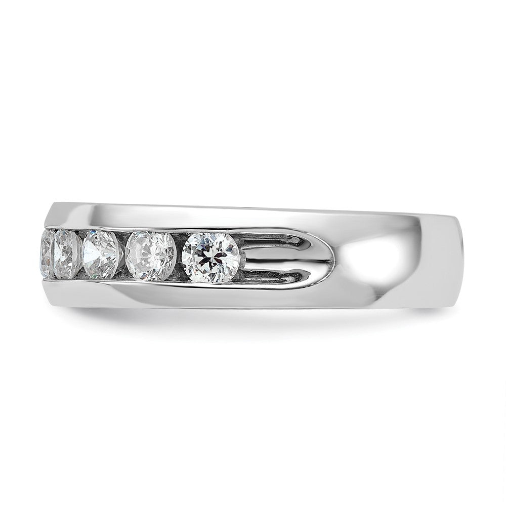14k White Gold IBGoodman Men's Polished 9-Stone Diamond Ring