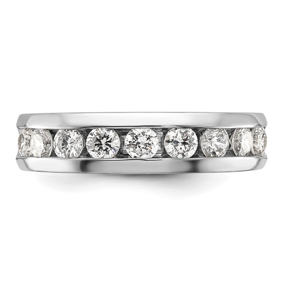 14k White Gold IBGoodman Men's Polished 9-Stone Diamond Ring