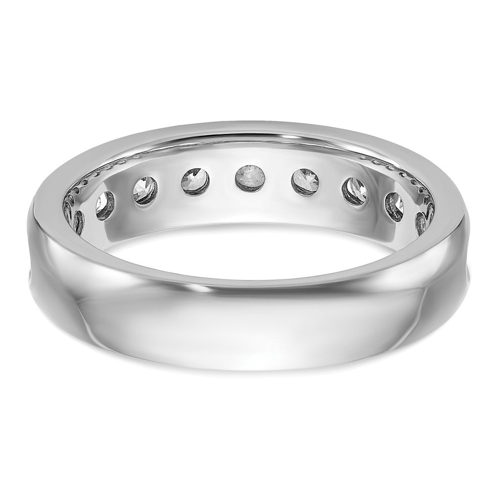 14k White Gold IBGoodman Men's Polished 9-Stone Diamond Ring