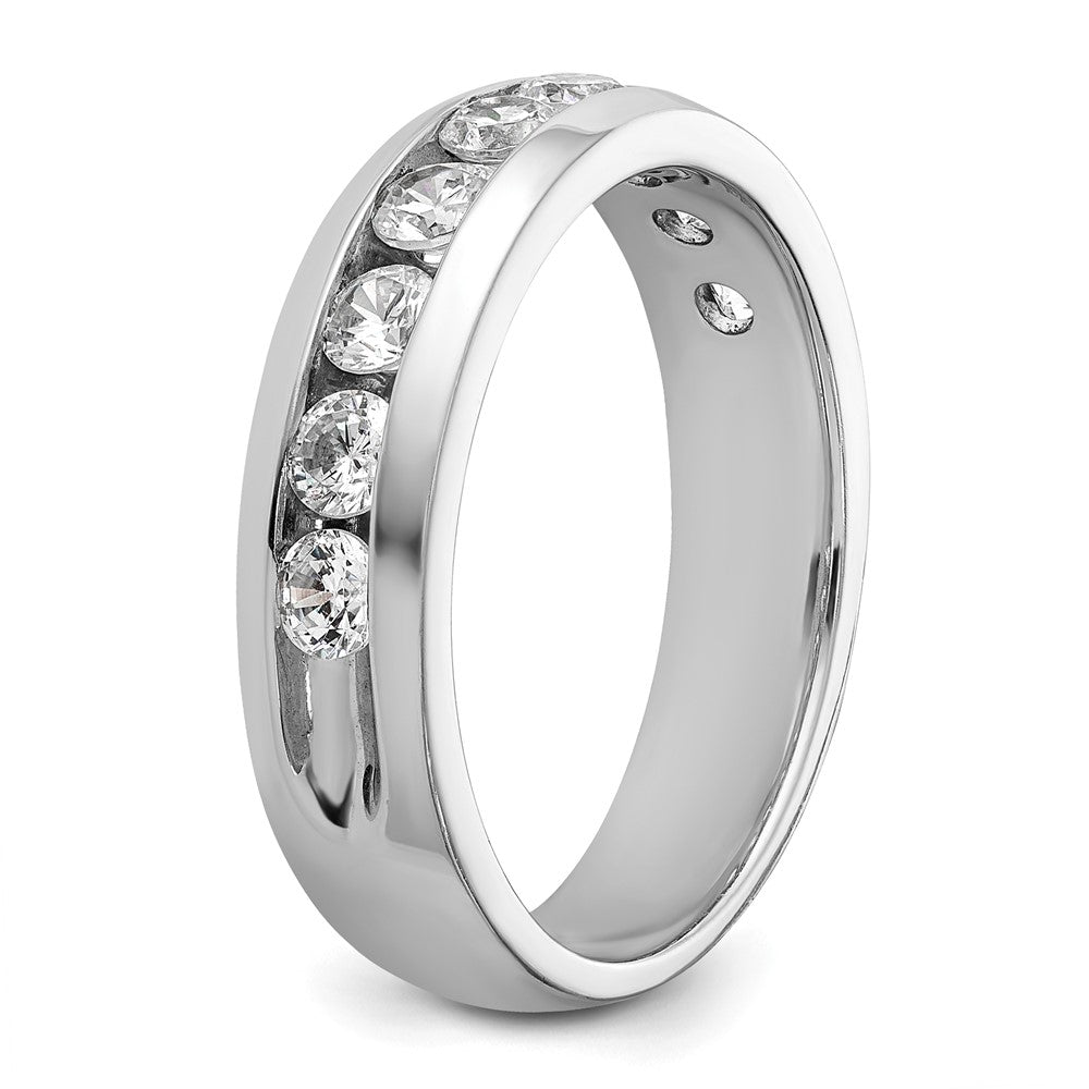 14k White Gold IBGoodman Men's Polished 9-Stone Diamond Ring