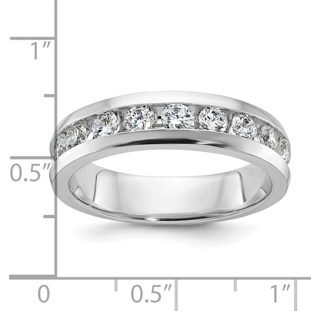 14k White Gold IBGoodman Men's Polished 9-Stone Diamond Ring