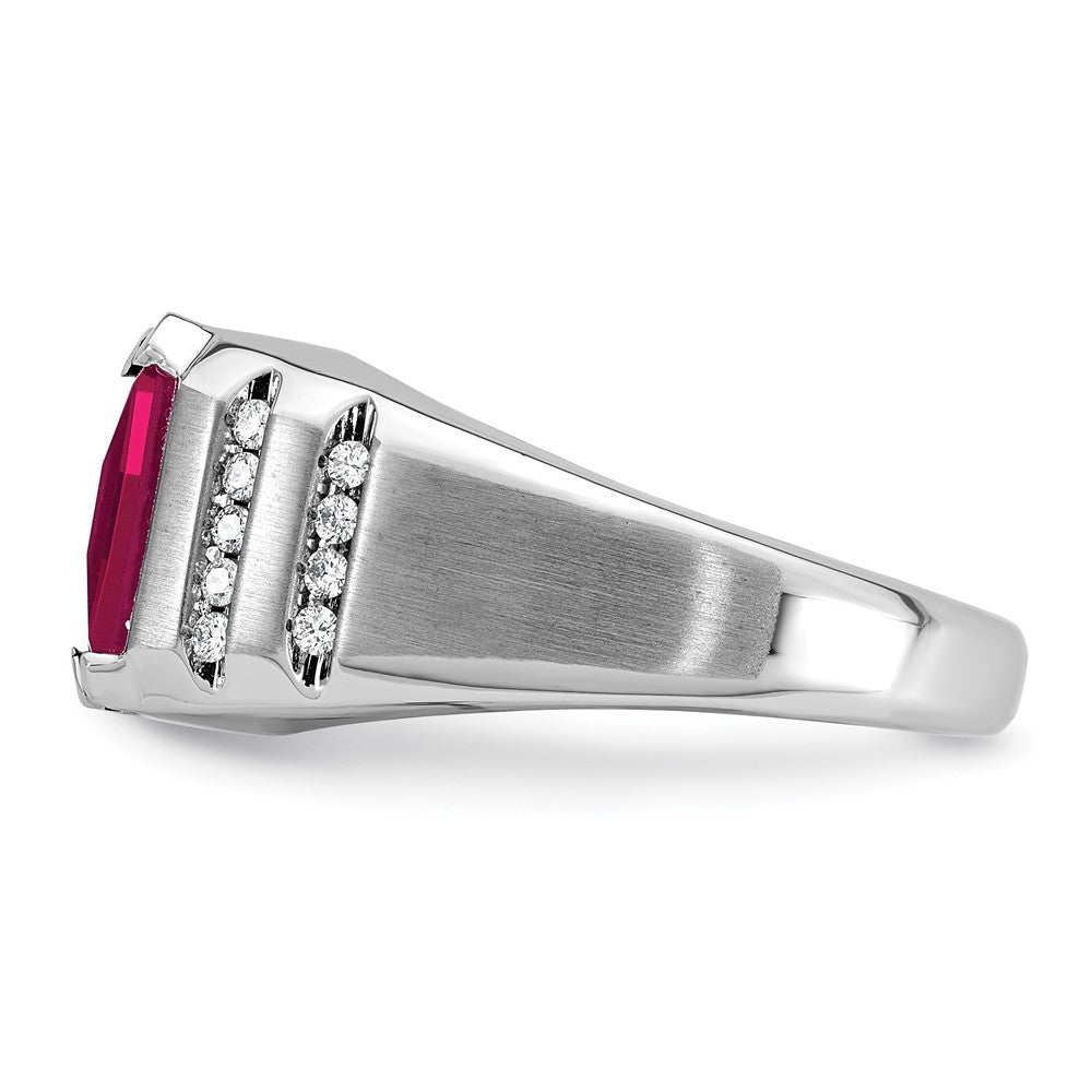 14k White Gold IBGoodman Men's Cr. Ruby and Diamond Complete Ring