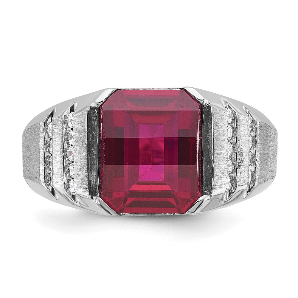 14k White Gold IBGoodman Men's Gemstone and Diamond Ring Mounting