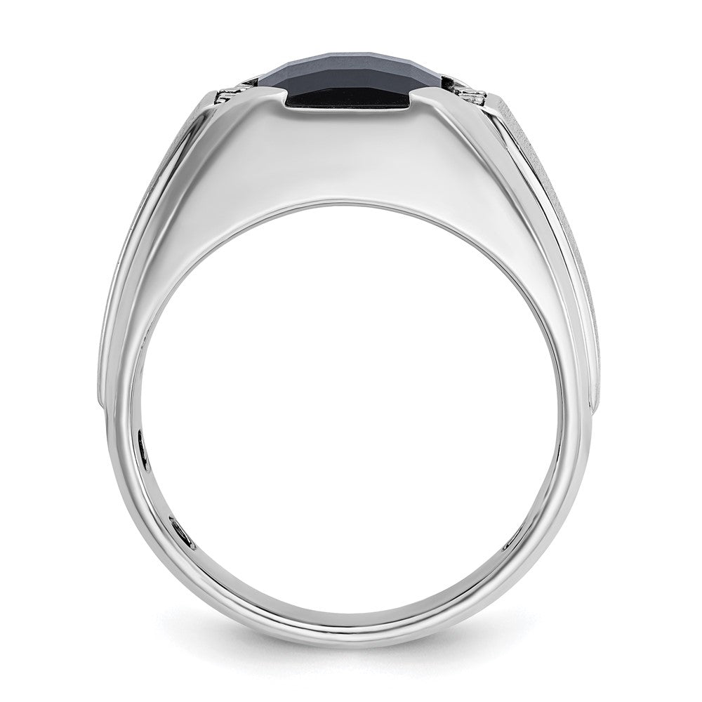 14k White Gold IBGoodman Men's Polished & Satin Onyx & Diamond Ring