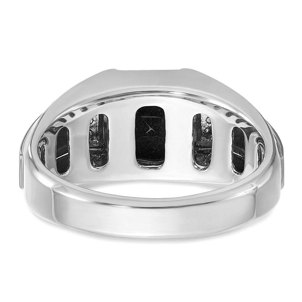 14k White Gold IBGoodman Men's Polished & Satin Onyx & Diamond Ring