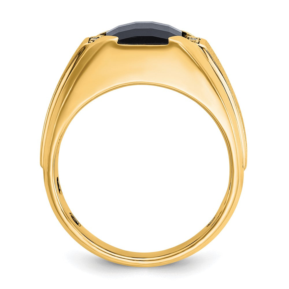 10k IBGoodman Men's Polished & Satin Onyx and Diamond Ring