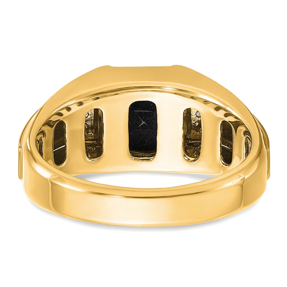 10k IBGoodman Men's Polished & Satin Onyx and Diamond Ring