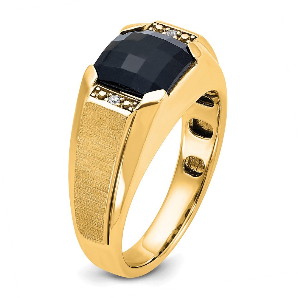 10k IBGoodman Men's Polished & Satin Onyx and Diamond Ring