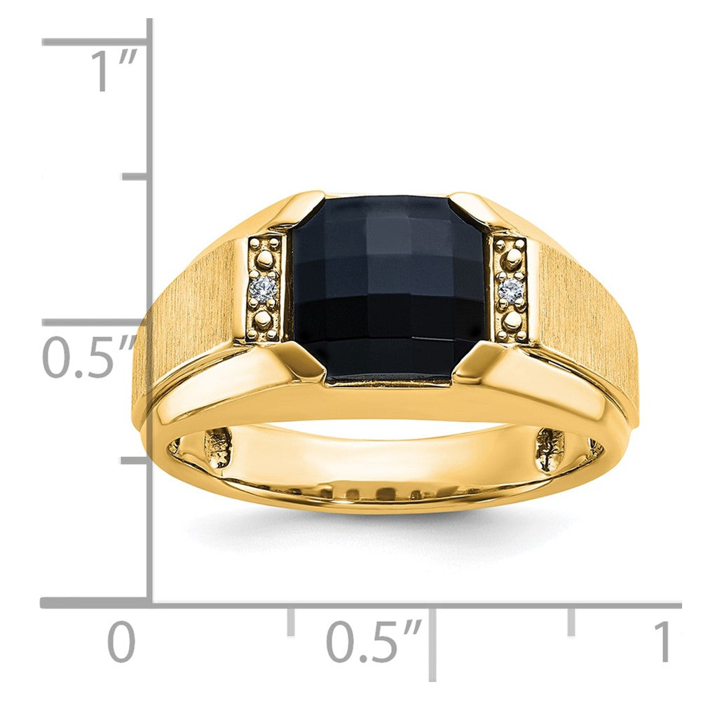 10k IBGoodman Men's Polished & Satin Onyx and Diamond Ring