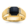 10k IBGoodman Men's Polished & Satin Onyx and Diamond Ring