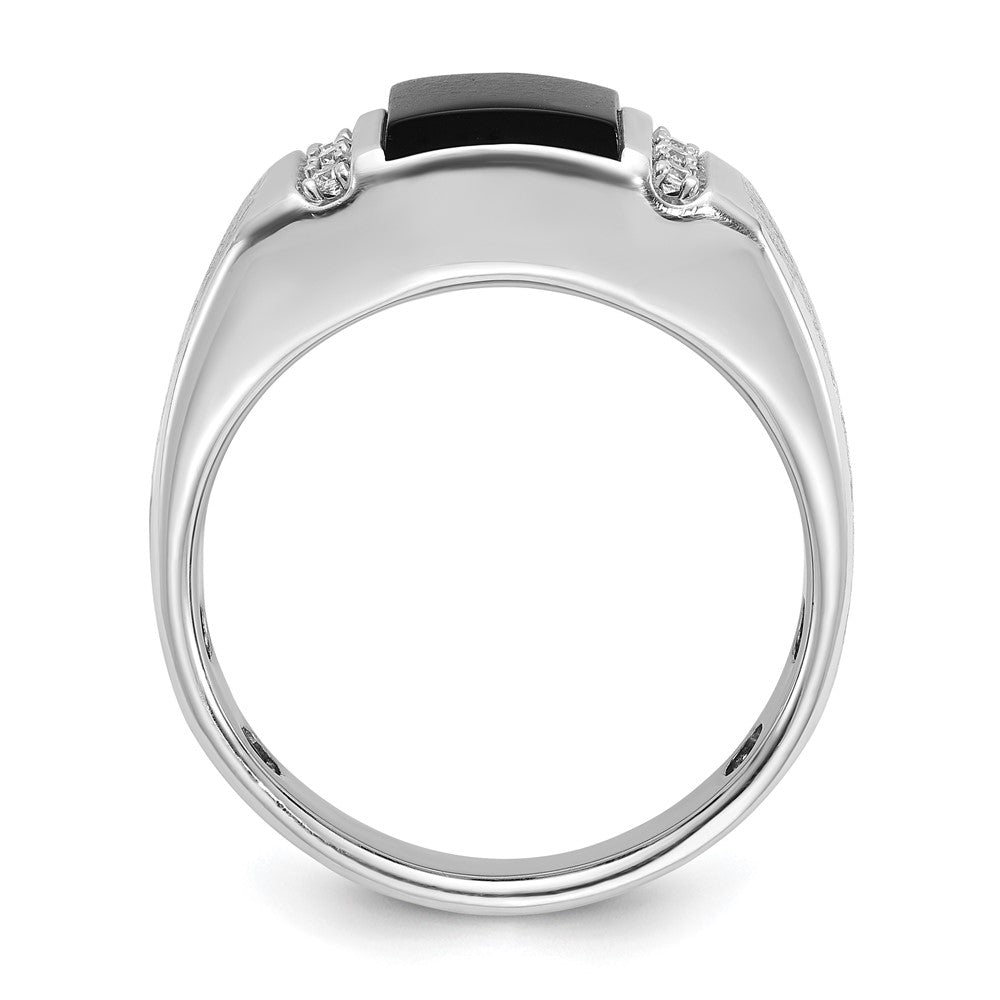 14k White Gold IBGoodman Men's Satin Onyx and Diamond Complete Ring