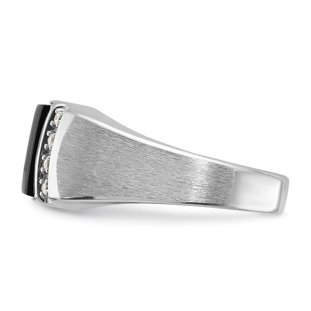 14k White Gold IBGoodman Men's Satin Onyx and Diamond Ring Mounting