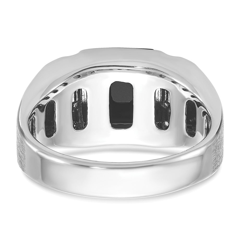 14k White Gold IBGoodman Men's Satin Onyx and Diamond Complete Ring