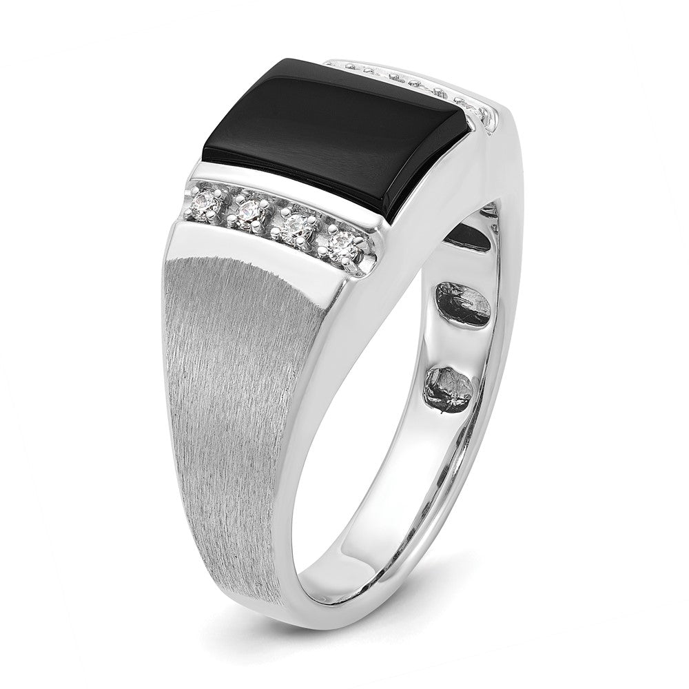 14k White Gold IBGoodman Men's Satin Onyx and Diamond Ring Mounting