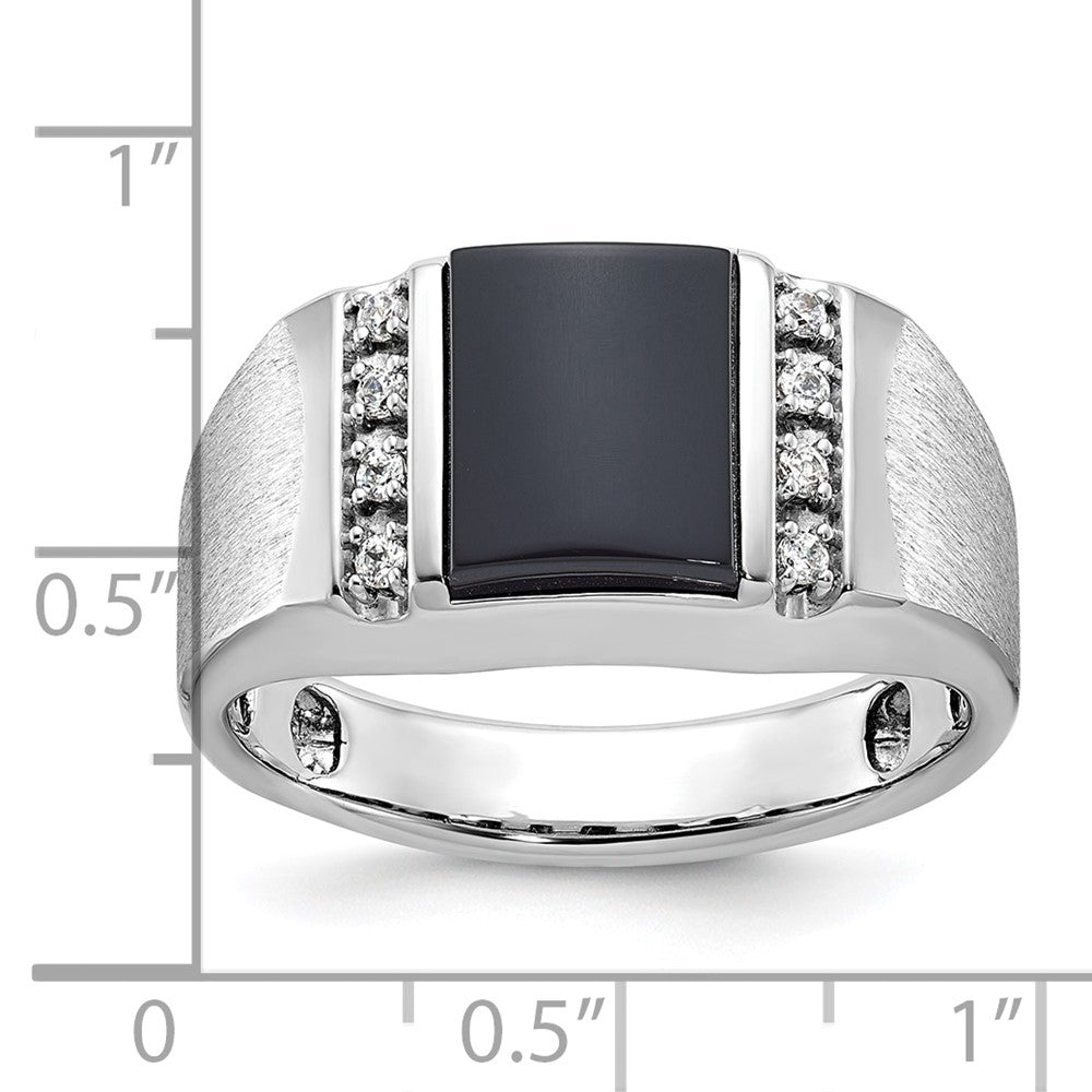 14k White Gold IBGoodman Men's Satin Onyx and Diamond Ring Mounting
