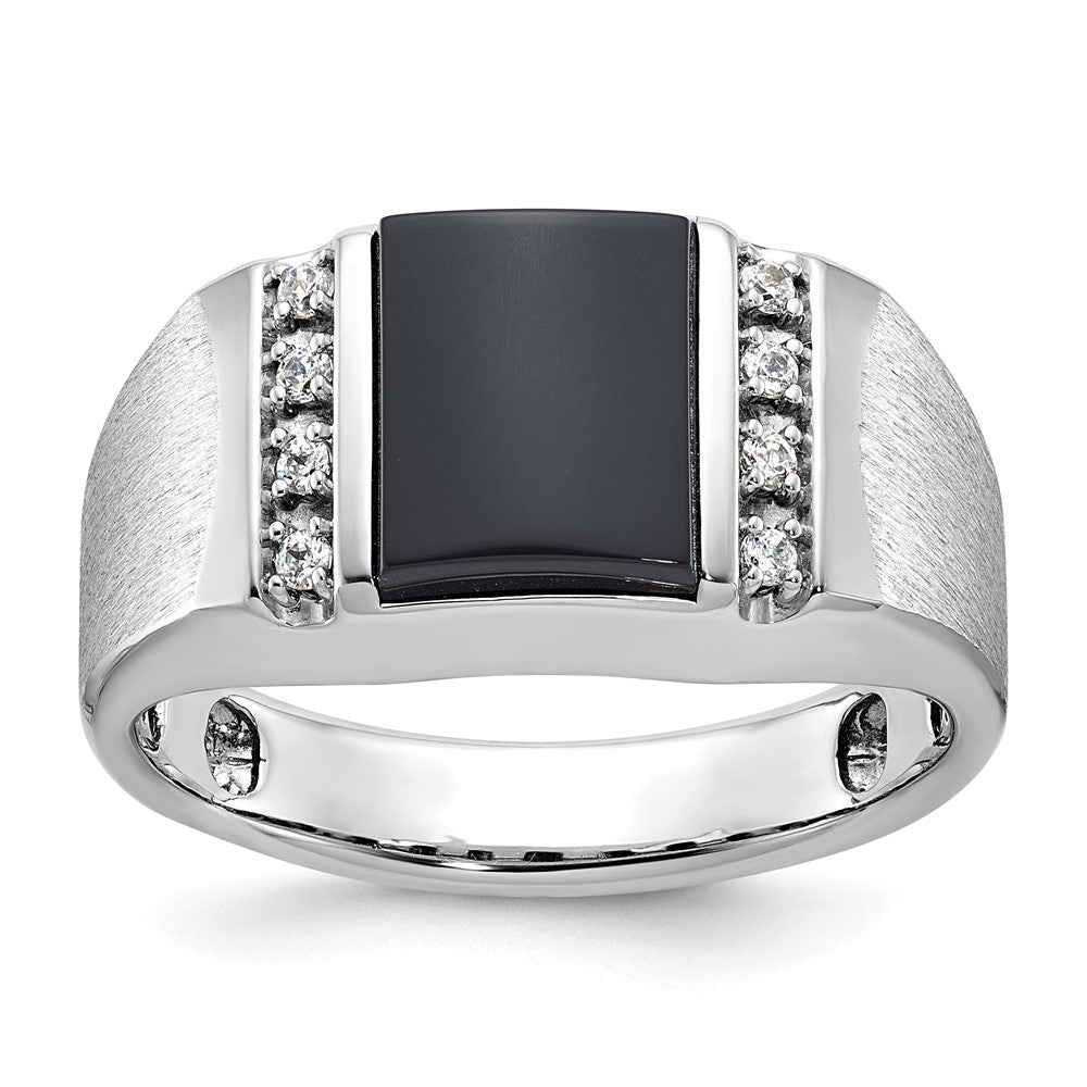14k White Gold IBGoodman Men's Satin Onyx and Diamond Ring Mounting
