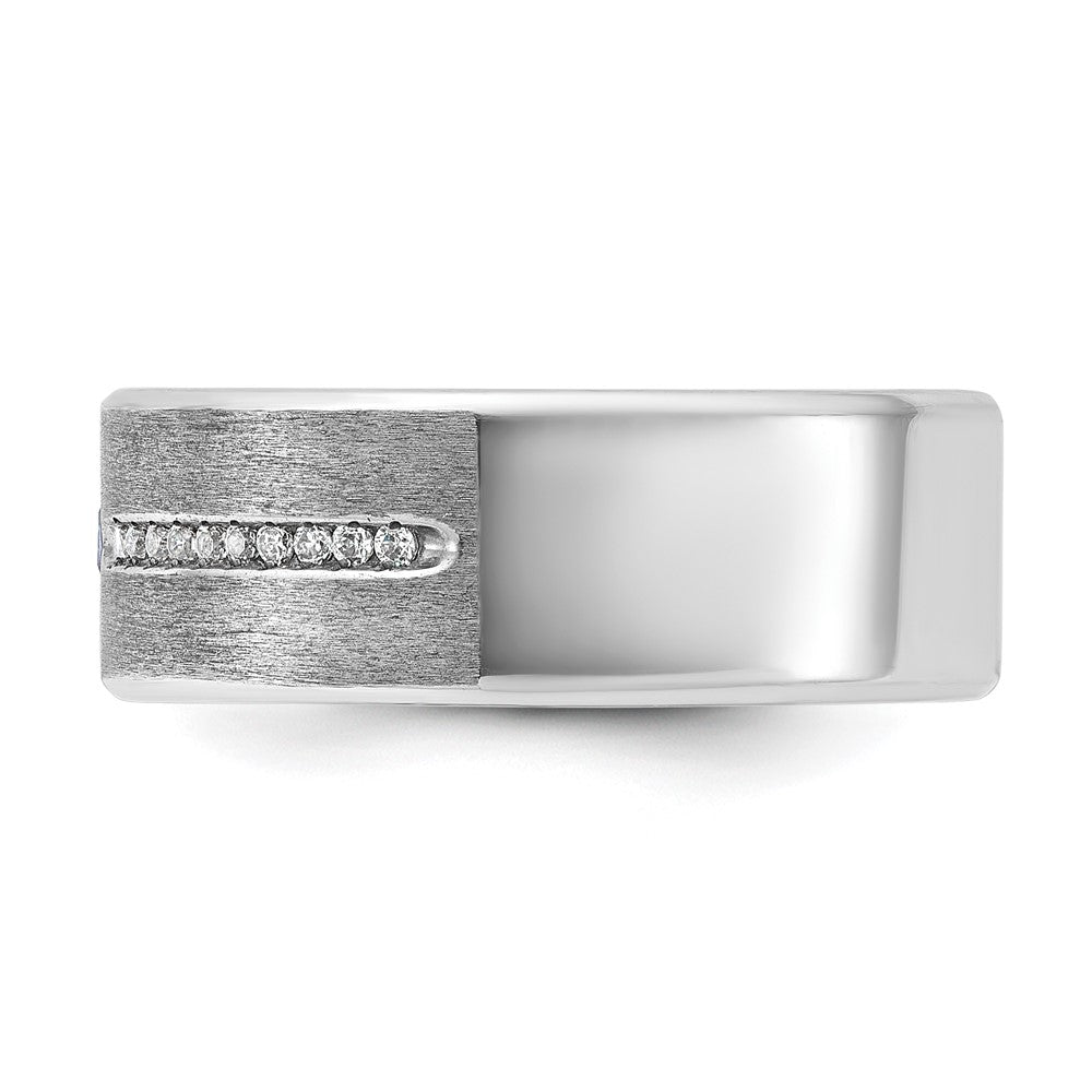 14k White Gold IBGoodman Men's Satin Cr. Sapphire Diamond Ring Mounting