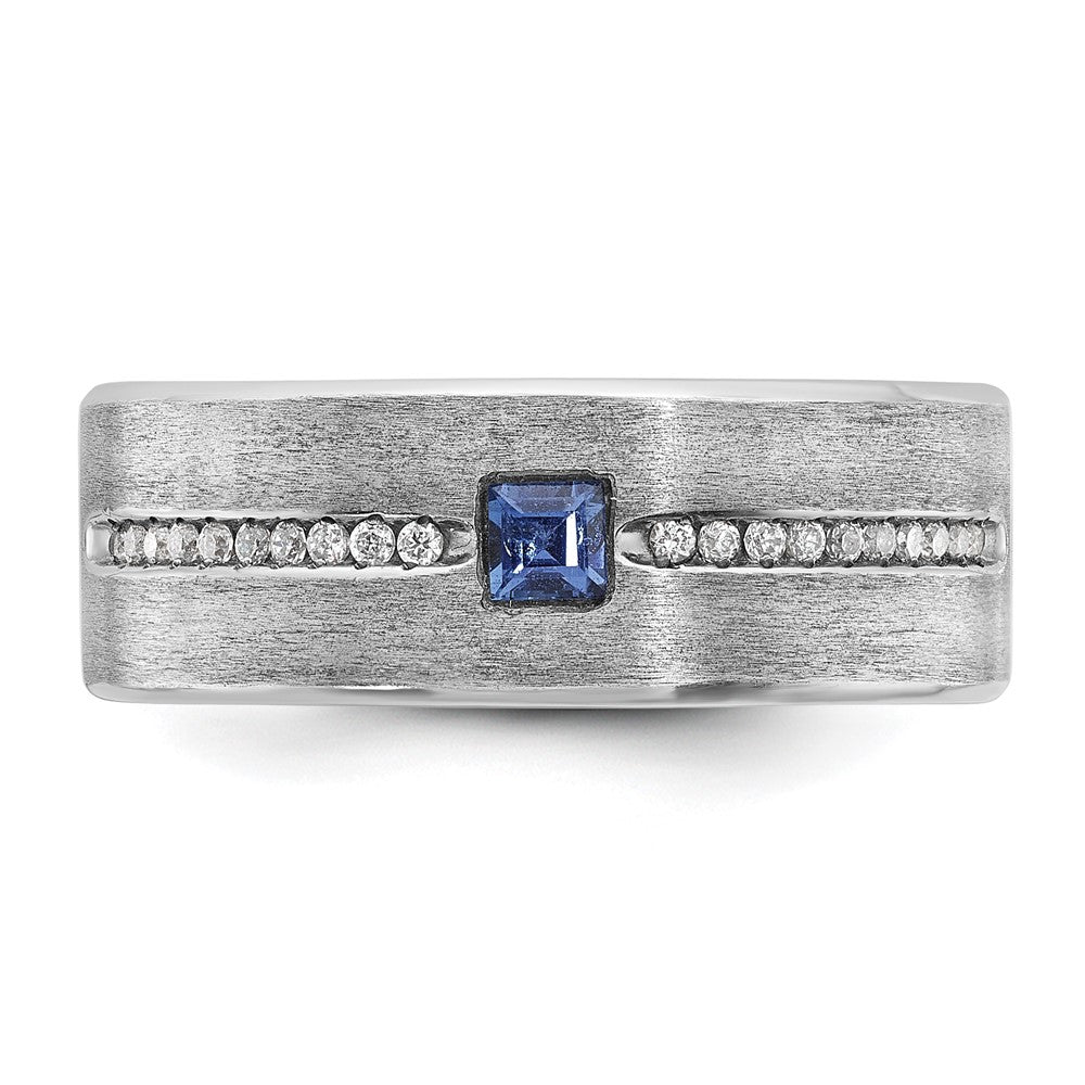 14k White Gold IBGoodman Men's Satin Cr. Sapphire Diamond Ring Mounting