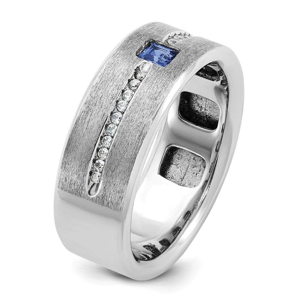 14k White Gold IBGoodman Men's Satin Cr. Sapphire Diamond Ring Mounting