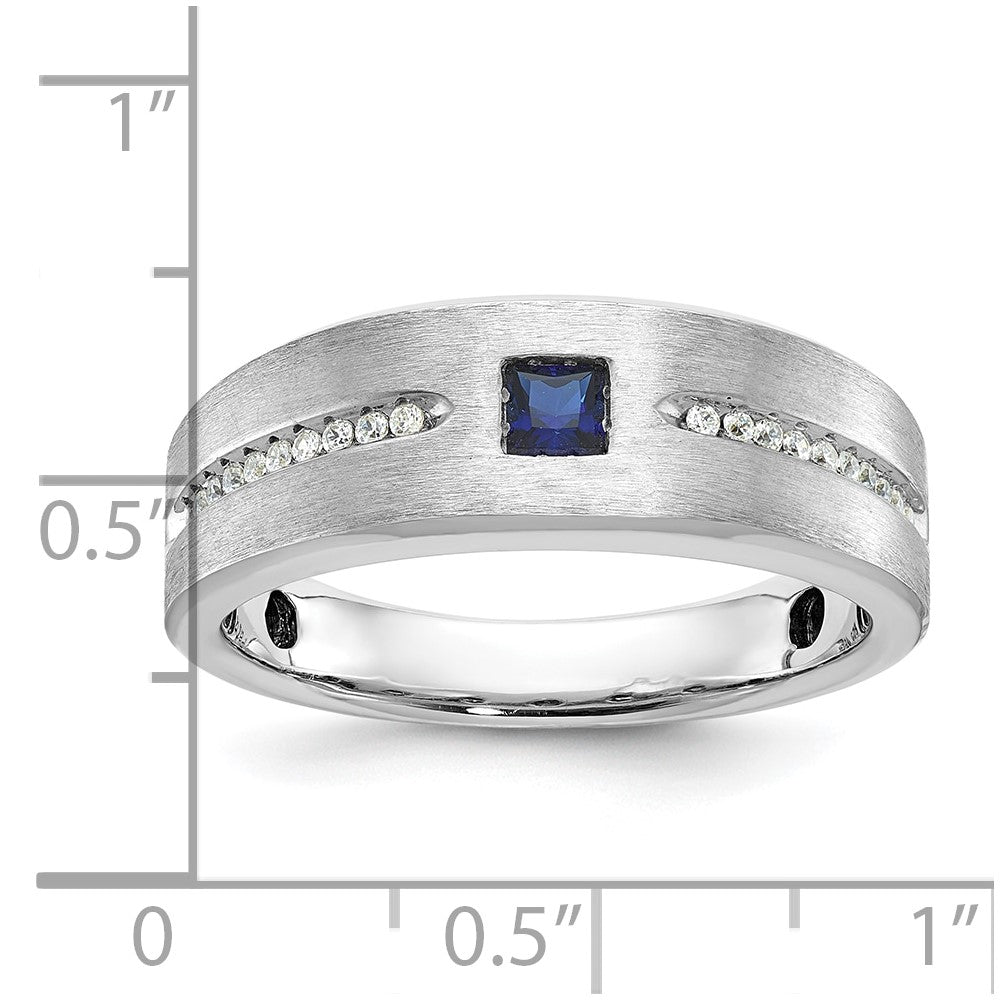 14k White Gold IBGoodman Men's Satin Cr. Sapphire Diamond Ring Mounting