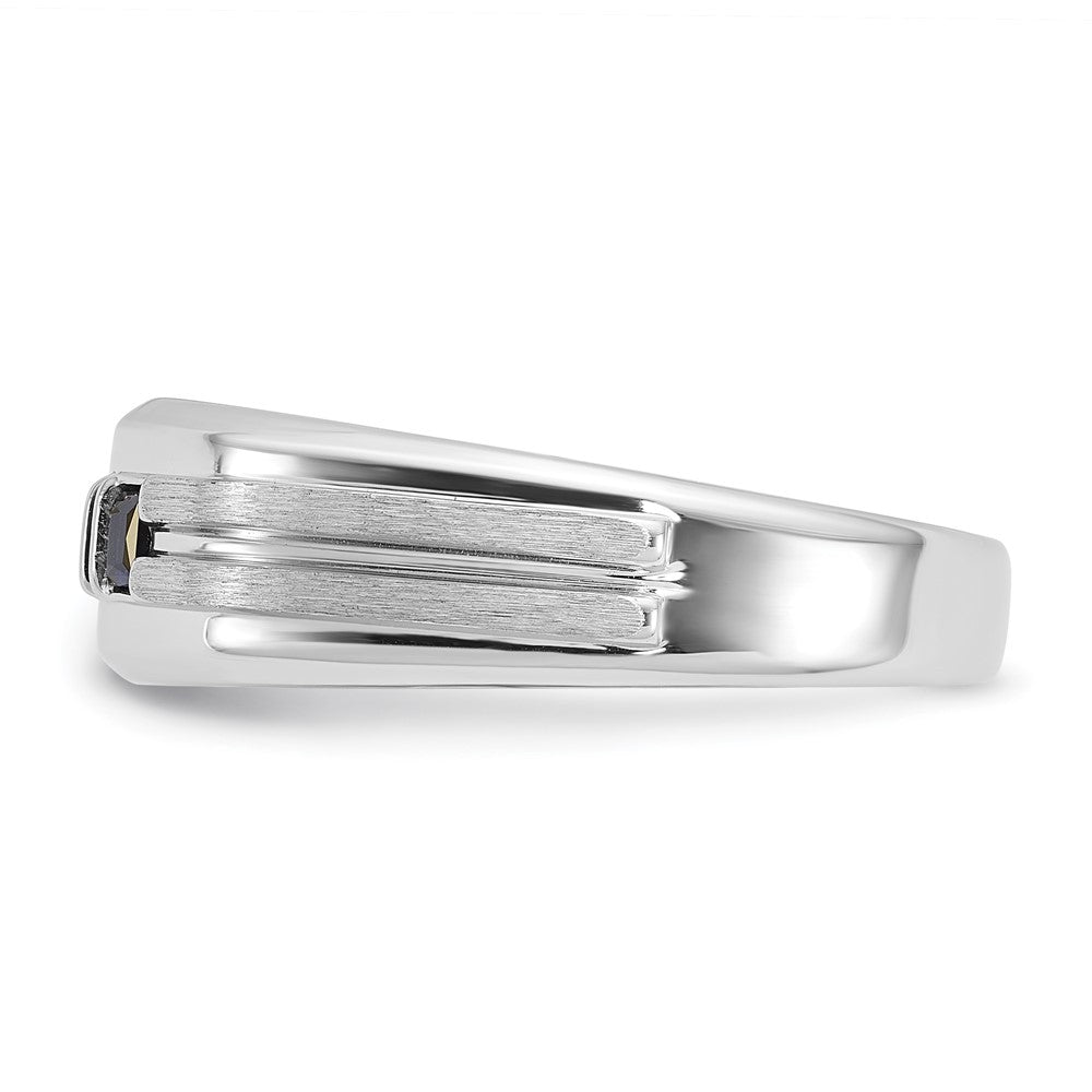 14kw IBGoodman Men's Polished Satin Grooved Square 3-Stone Ring Mtg