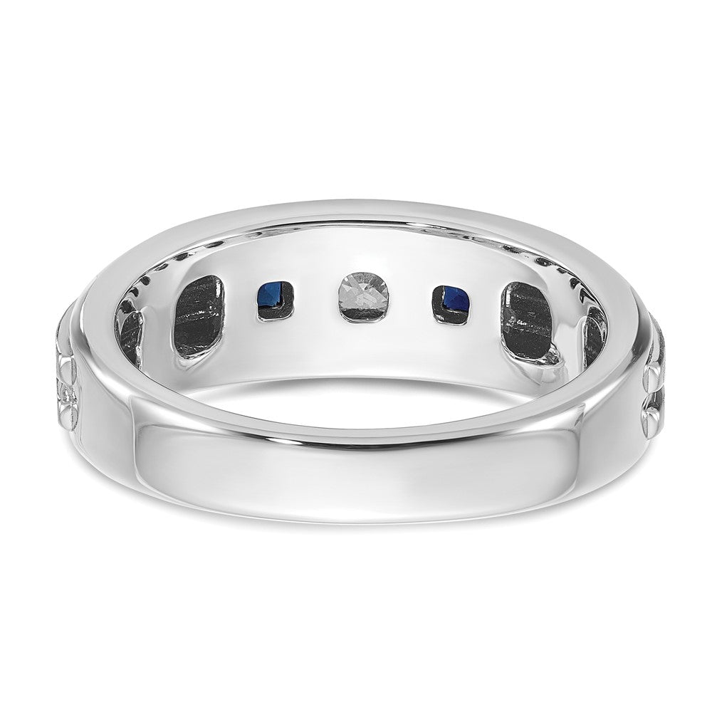14kw IBGoodman Men's Polished Satin Grooved Square 3-Stone Ring Mtg