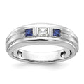 14kw IBGoodman Men's Polished Satin Grooved Square 3-Stone Ring Mtg