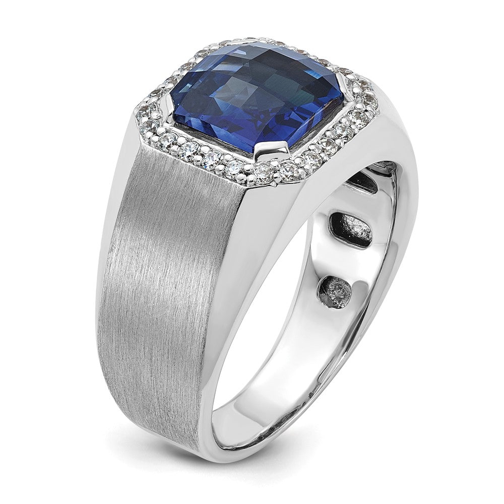 14k White Gold IBGoodman Men's Cr.Sapphire and Diamond Complete Ring
